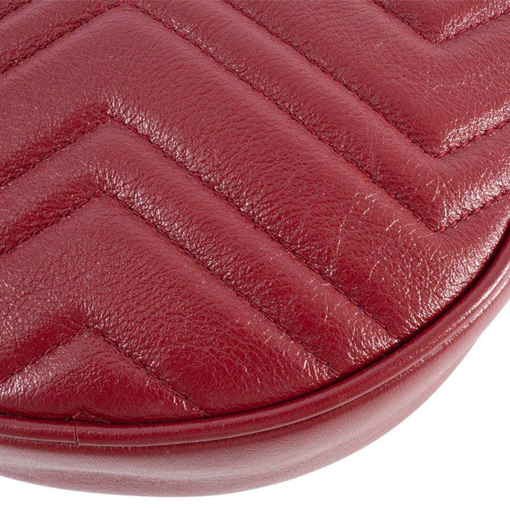 GUCCI Red Leather GG Marmont Shoulder Bag - Picture 4 of 16